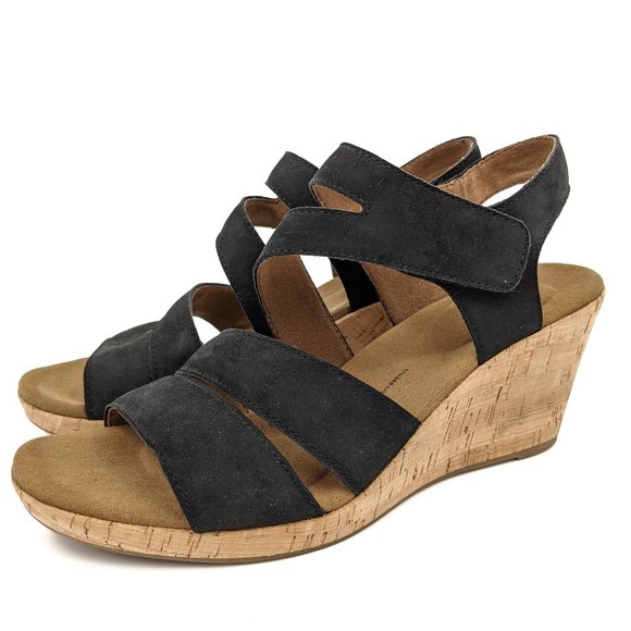 rockport briah wedge sandal black